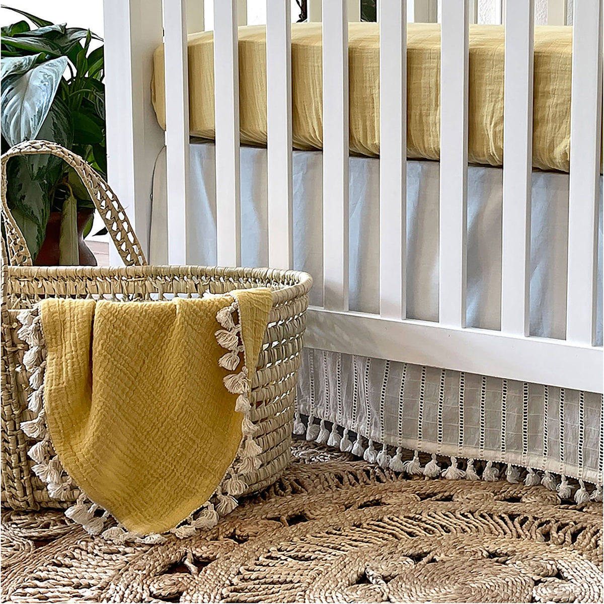 Crane Baby Crib Fitted Sheet - Muslin Ochre