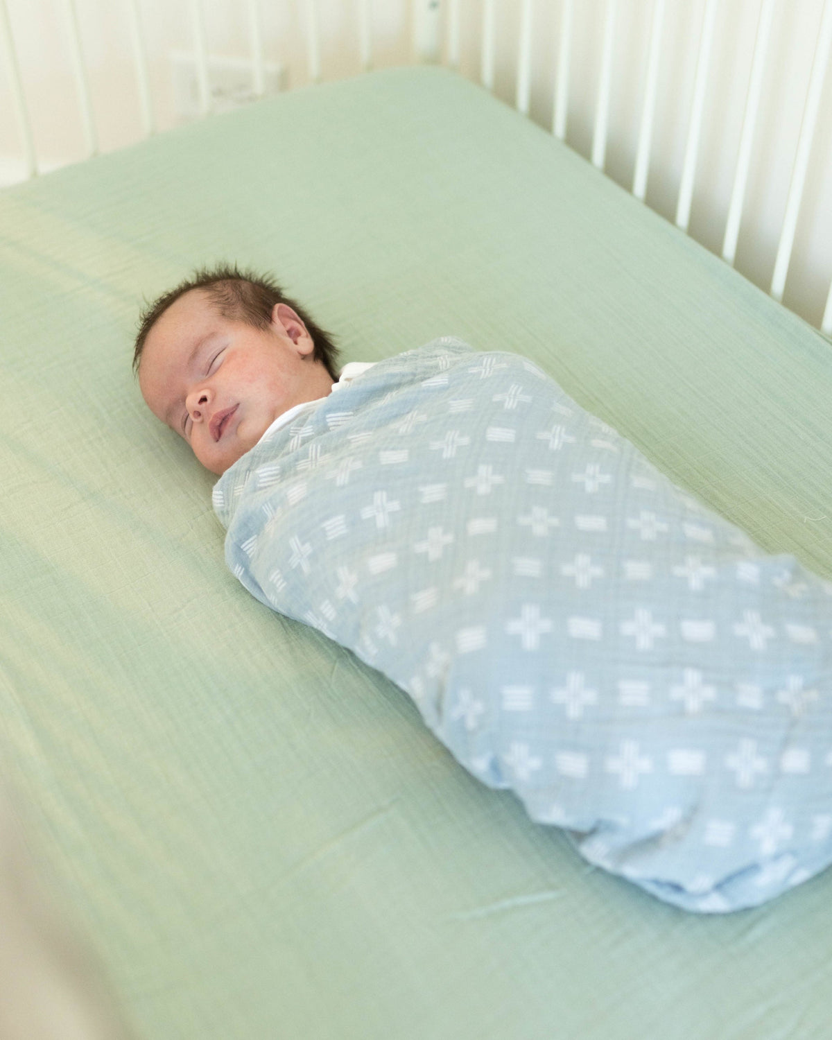 Crane Baby Crib Fitted Sheet - Muslin Evergreen