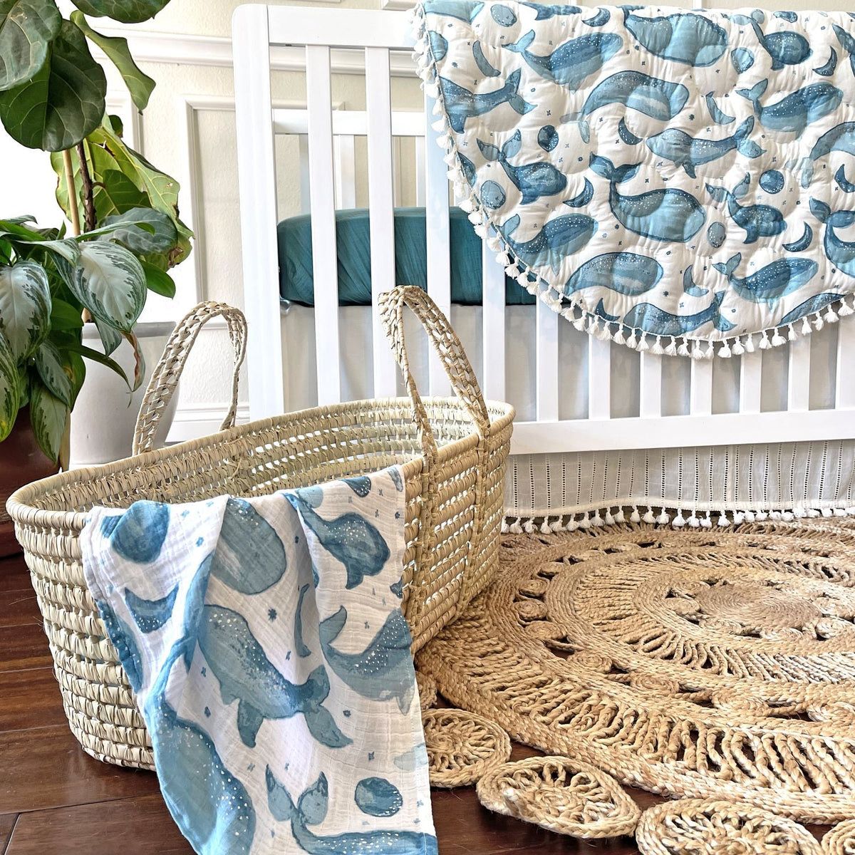 Crane Baby Crib Fitted Sheet - Muslin Riverstone