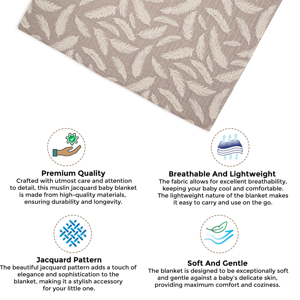 Crane Baby Jacquard Blanket Grey Feather