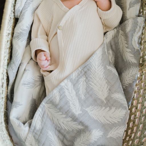 Crane Baby Jacquard Blanket Grey Feather