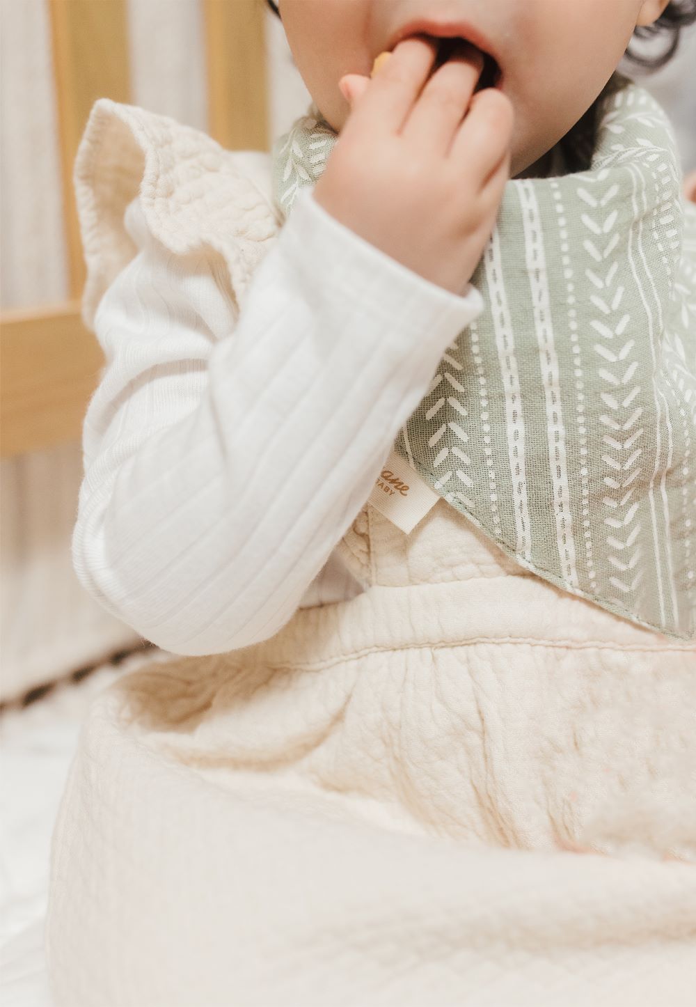 Crane Baby Bandana Bib Set - Willow Dainty Leaf