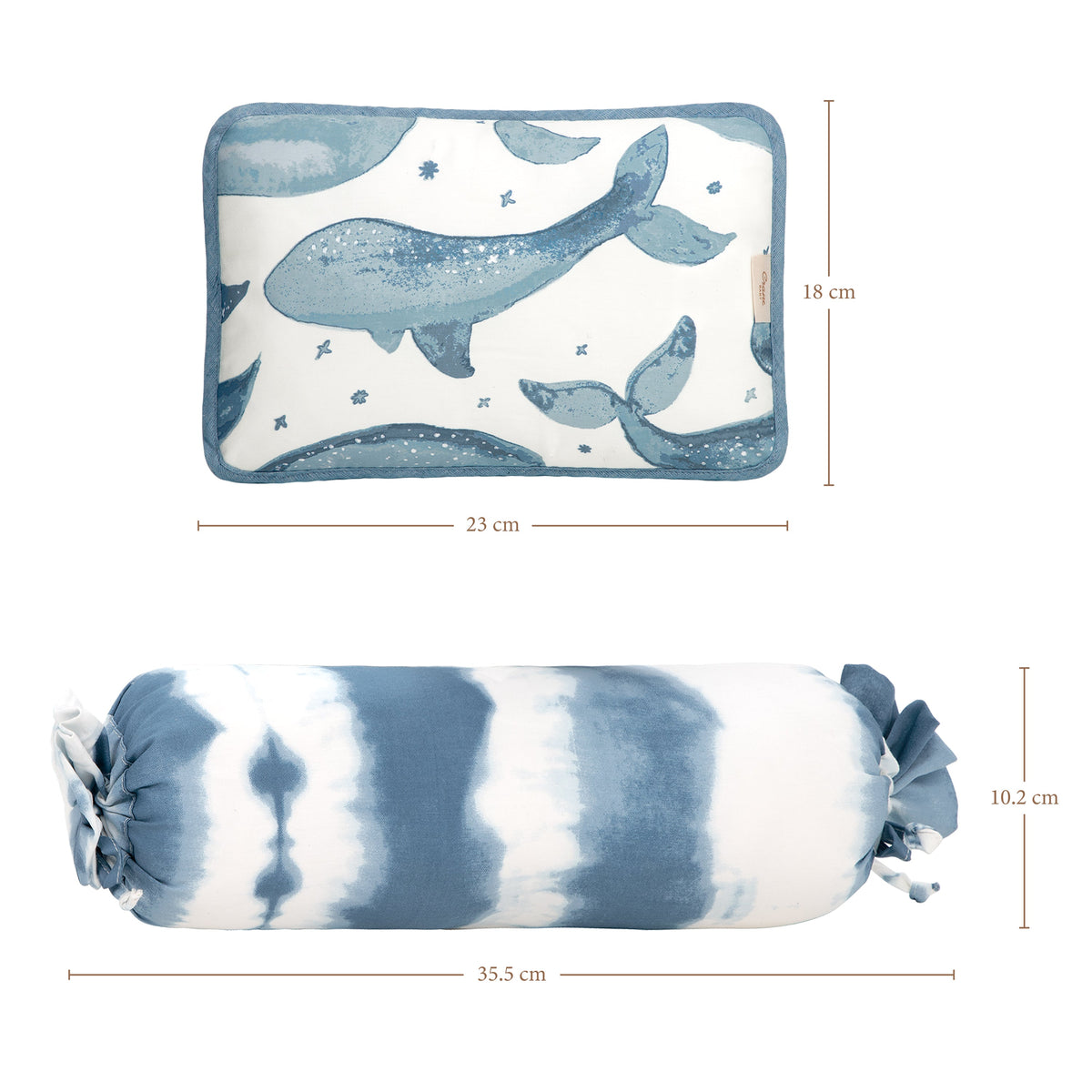 Crane Baby Pillow and Bolster Set - Caspian Whale