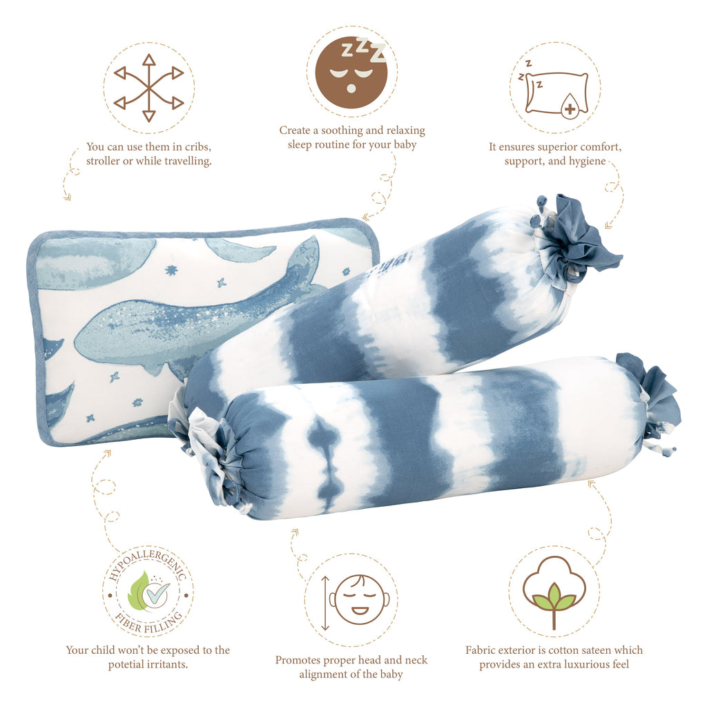 Crane Baby Pillow and Bolster Set - Caspian Whale
