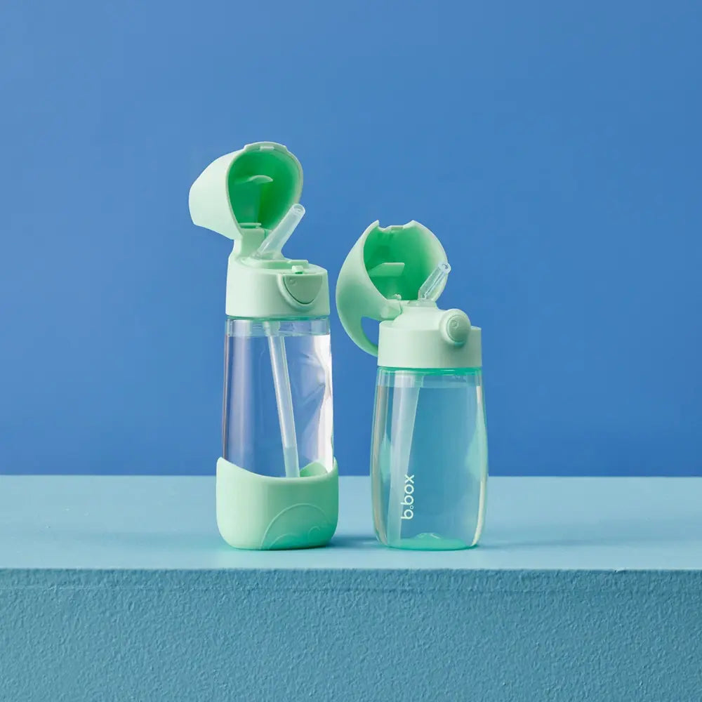 B.Box Straw Drink Bottle Junior 380mL Leakproof & Easy Carry Bottle for Toddlers & Preschoolers - Free-Flowing - Sparemint Green