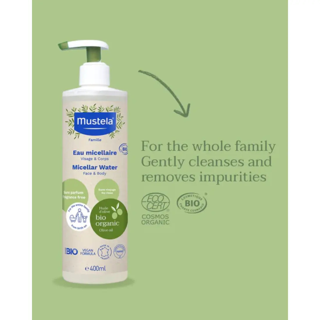Mustela Certified Organic Micellar Water Face & Body (400 ml)