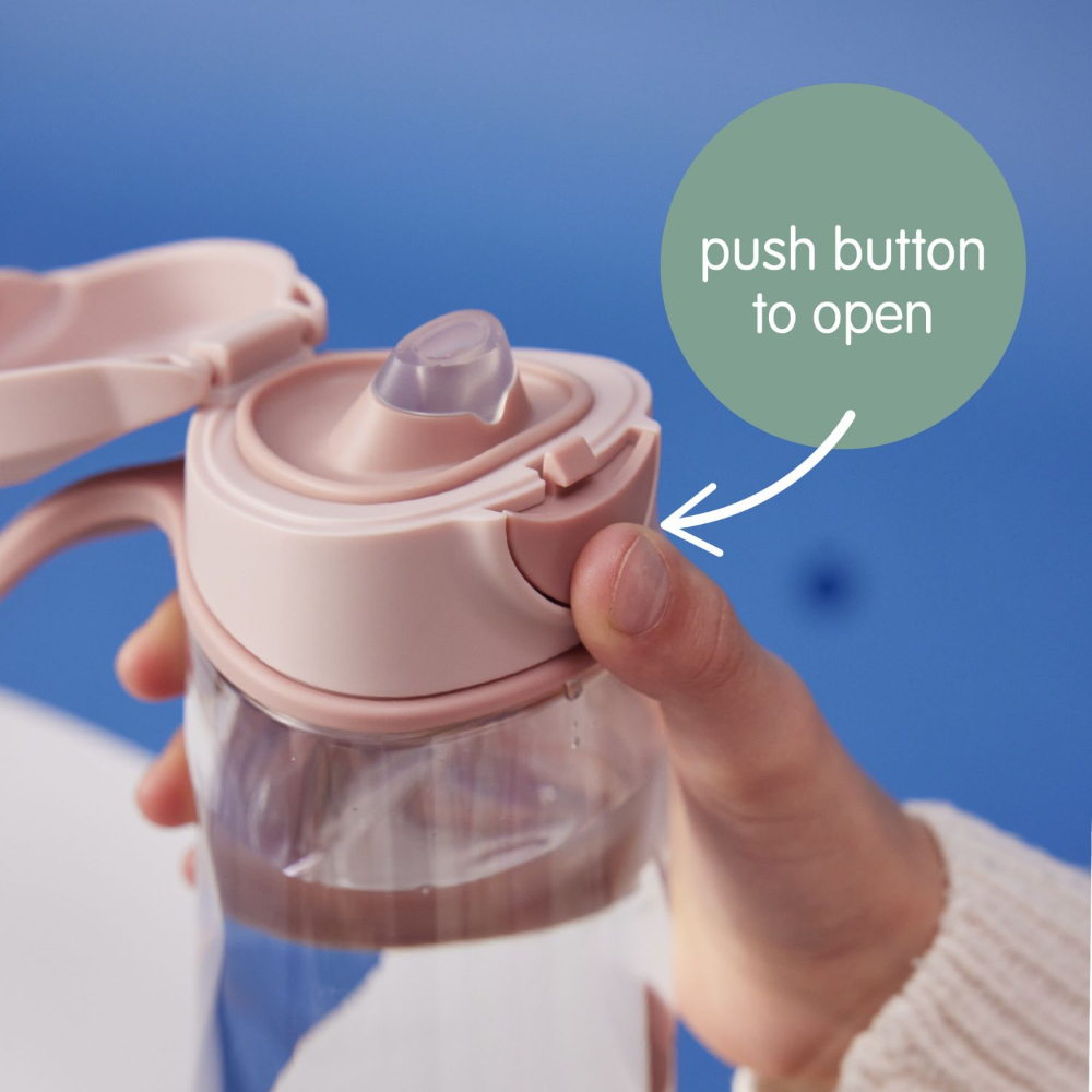 B.Box Flip Top Lid Spout Drink Bottle for kids - Leak Proof & Easy to Carry 450ml - Blush Crush Pink