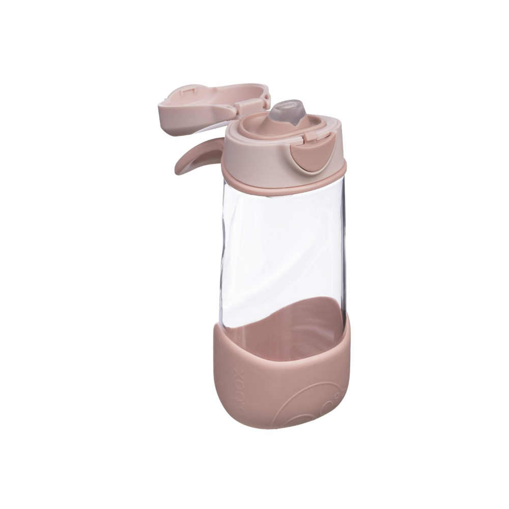 B.Box Flip Top Lid Spout Drink Bottle for kids - Leak Proof & Easy to Carry 450ml - Blush Crush Pink