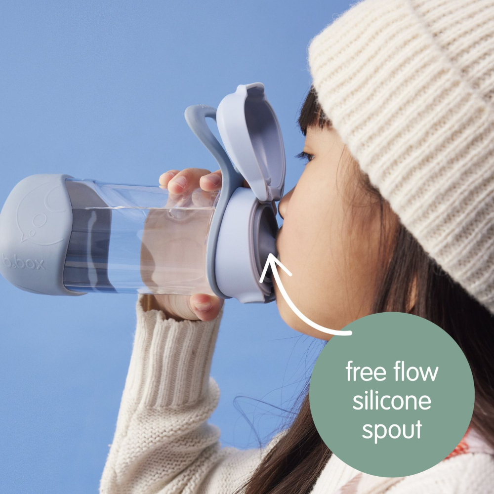 B.Box Flip Top Lid Spout Drink Bottle for kids - Leak Proof & Easy to Carry 450ml - Blush Crush Pink