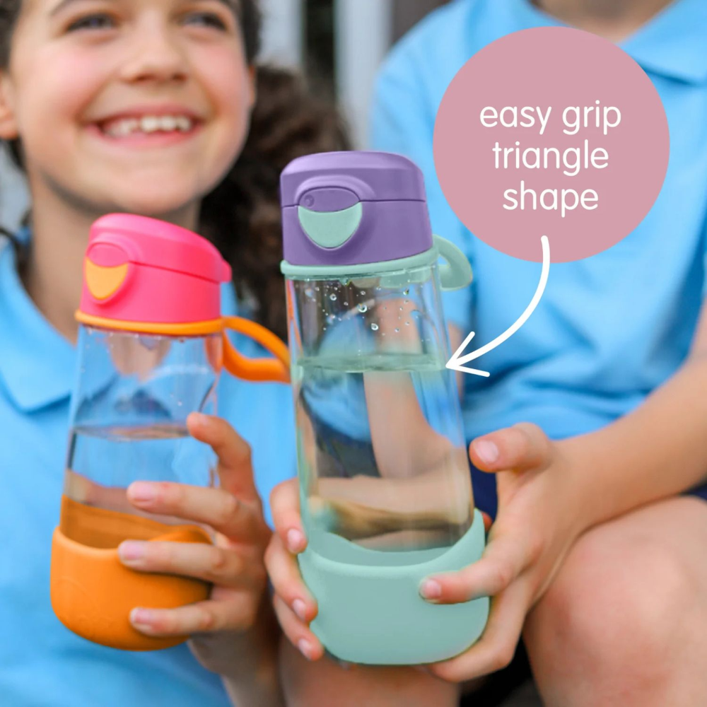 B.Box Flip Top Lid Spout Drink Bottle for kids - Leak Proof & Easy to Carry 450ml - Blush Crush Pink