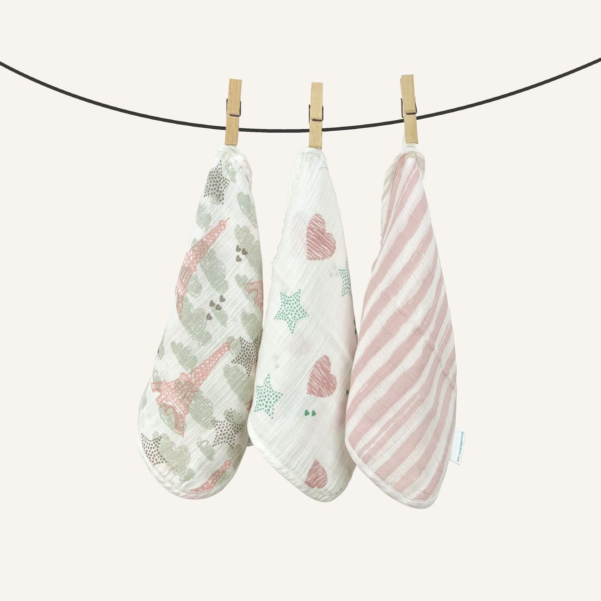 Abracadabra Muslin Wipes (Set of 3) - Eiffel Tower