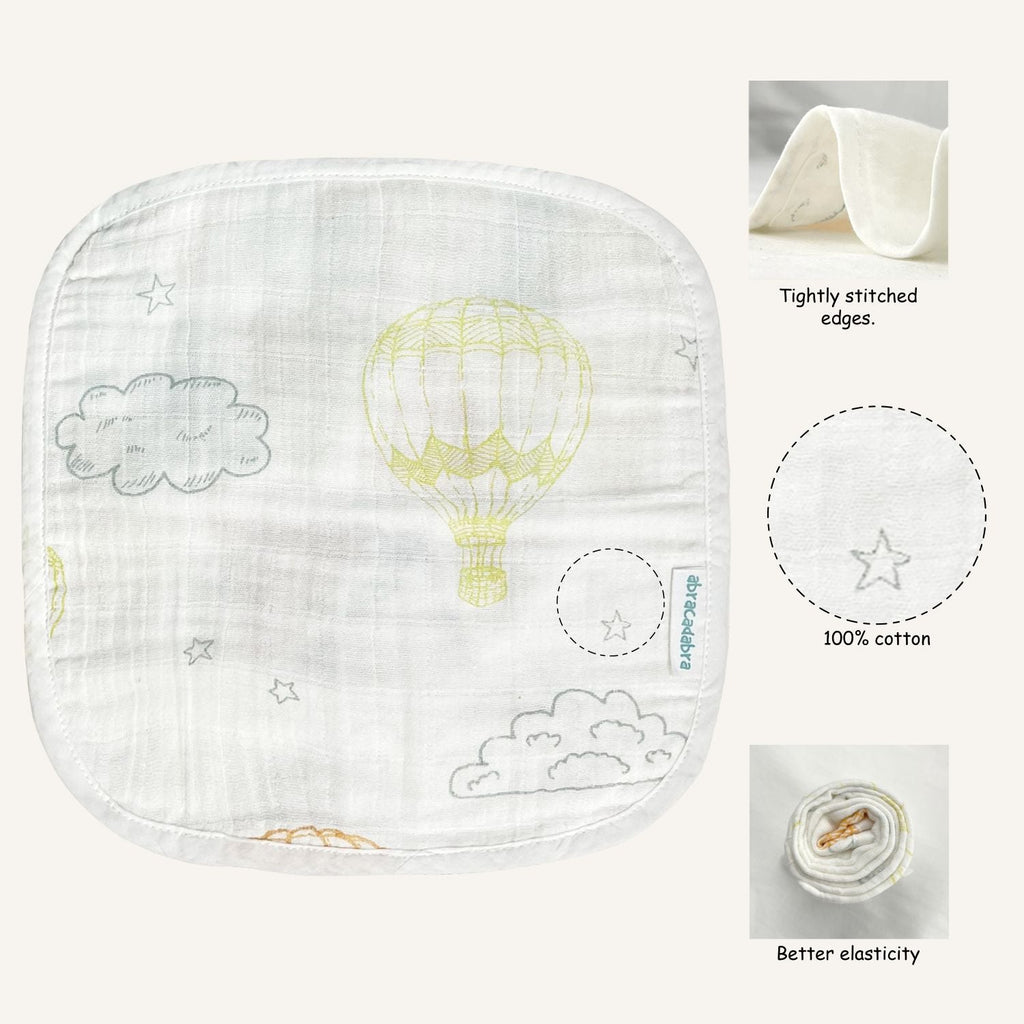 Abracadabra Muslin Wipes (Set of 3) - Hot Air Balloon