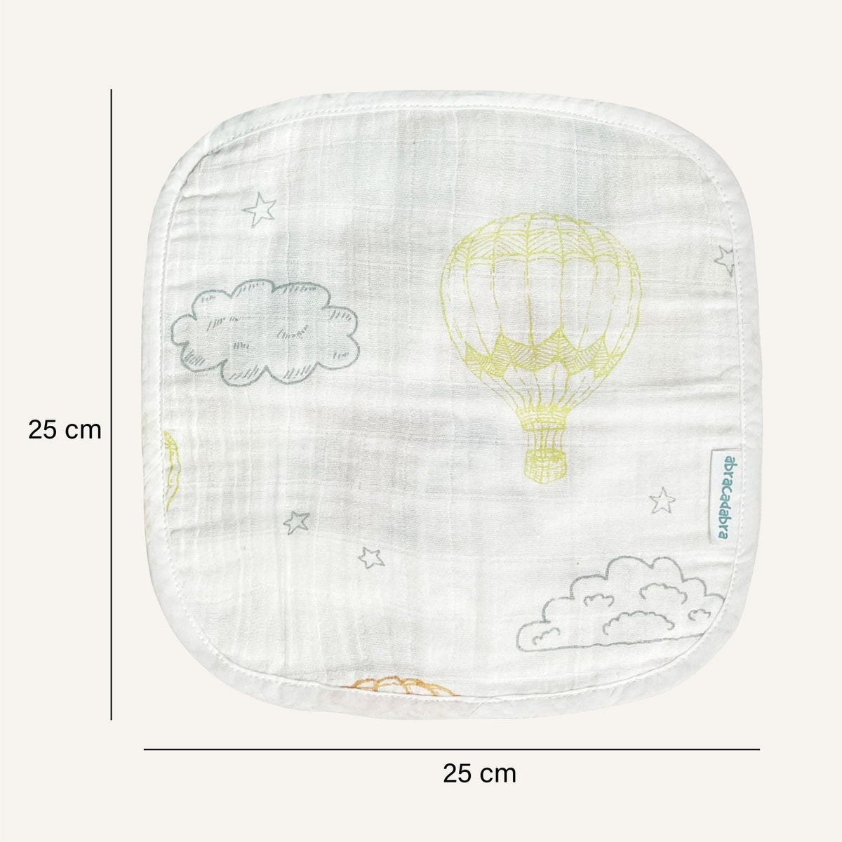 Abracadabra Muslin Wipes (Set of 3) - Hot Air Balloon