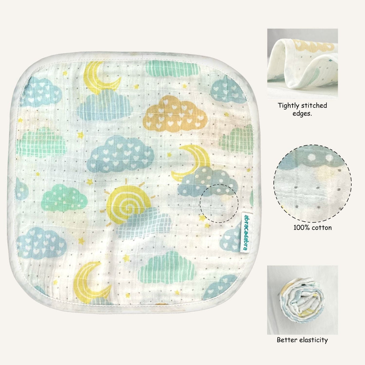 Abracadabra Muslin Wipes (Set of 3) - Lost in Clouds