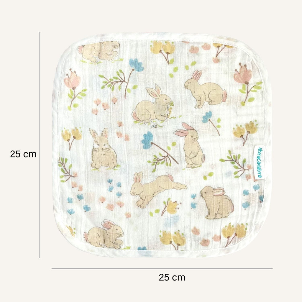 Abracadabra Muslin Wipes (Set of 3) - Bunny Garden