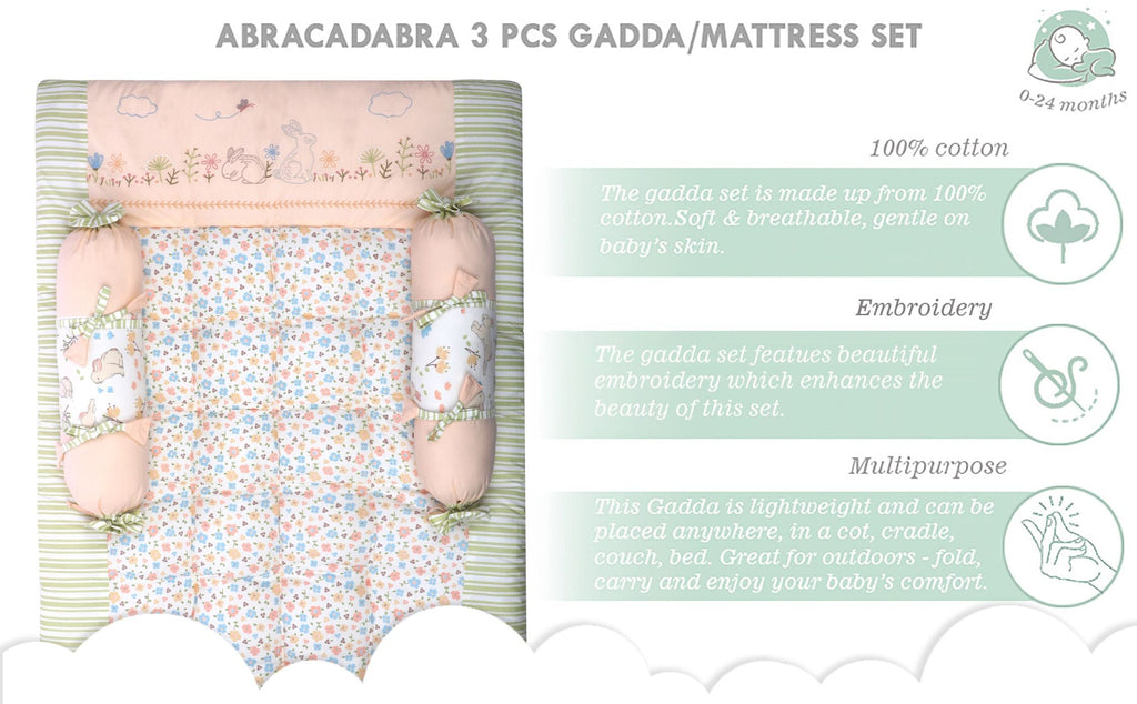 Gadda Set with 2 Bolsters - Bunny Garden