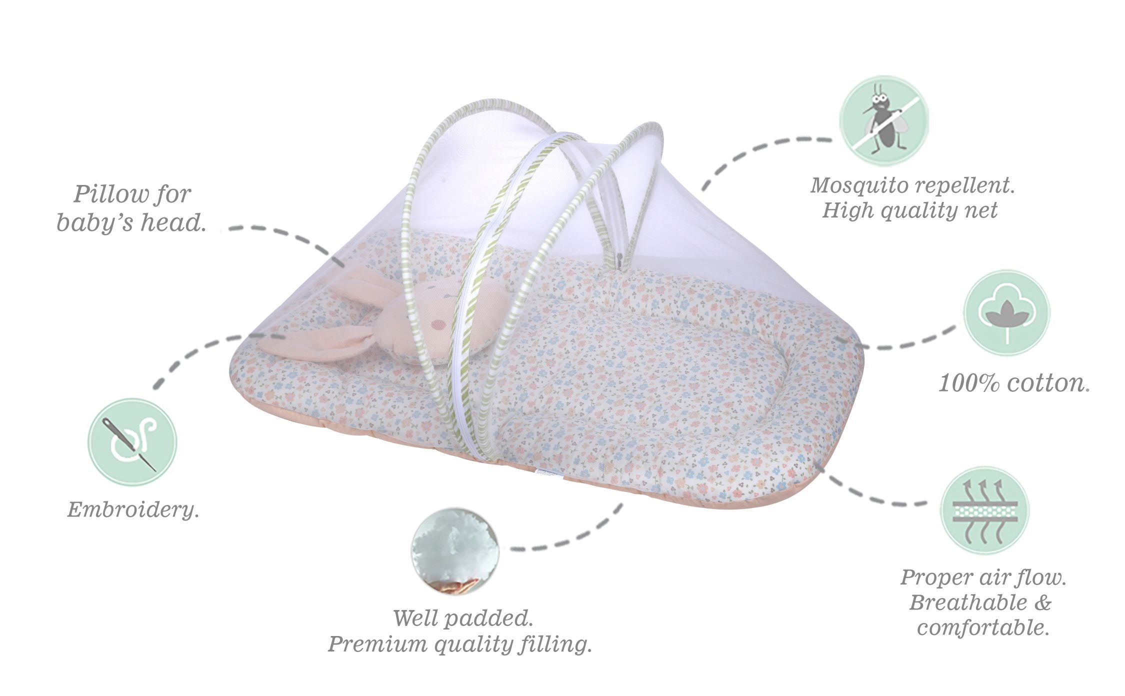 Abracadabra Gadda Set with mosquito net Bunny Garden