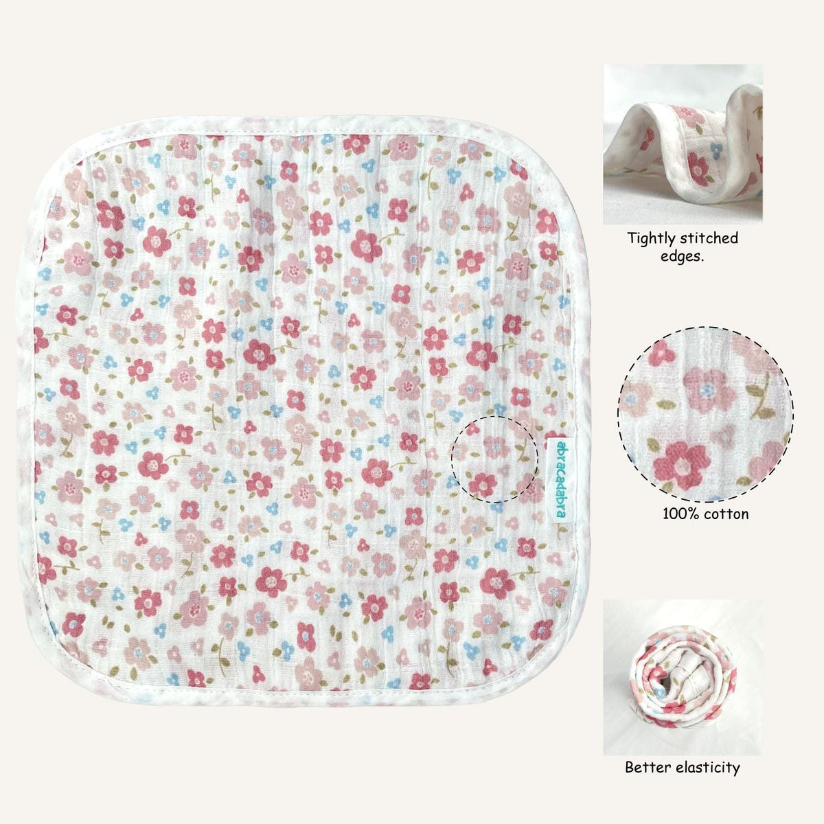 Abracadabra Muslin Wipes (Set of 3) - Vintage Floral