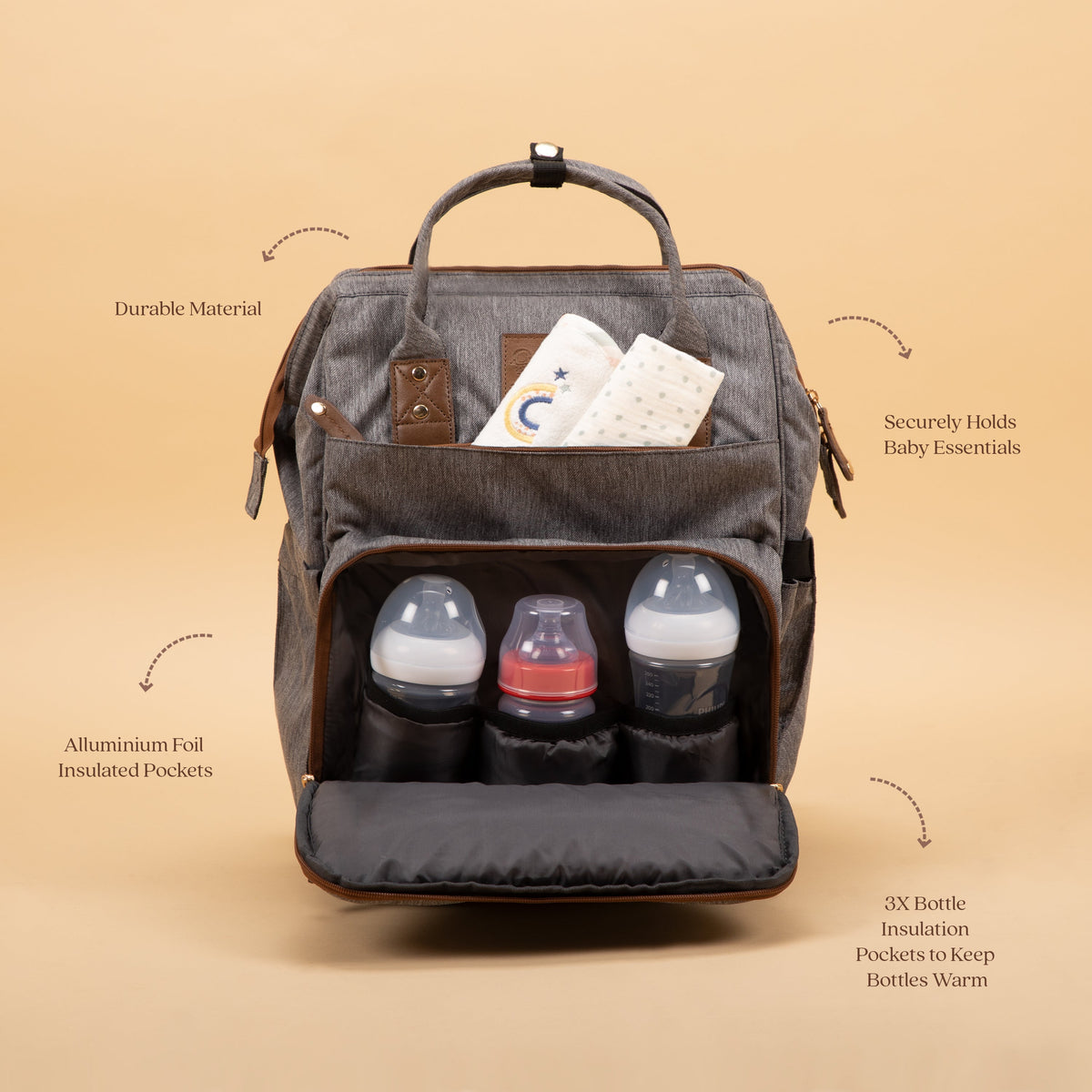 Abracadabra Diaper Bag with Changing Station - Grey
