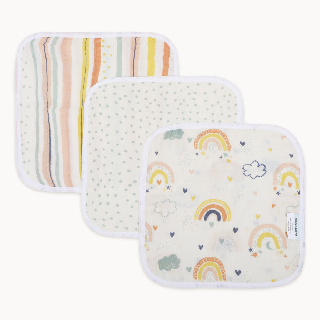 Abracadabra Muslin Wipes (Set of 3) - Rainbow