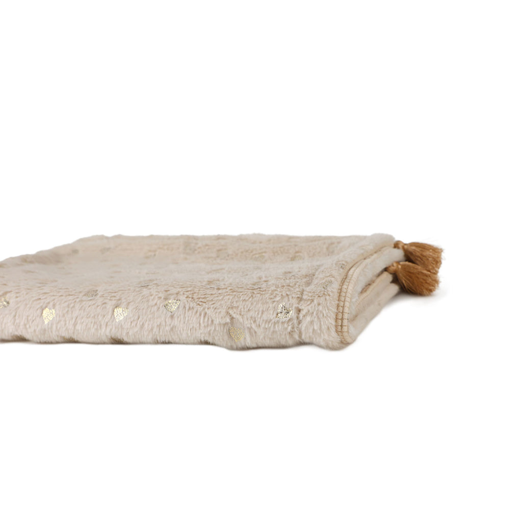 Abracadabra Reversible Beige Cloud Soft Luxe Blanket - Hearts