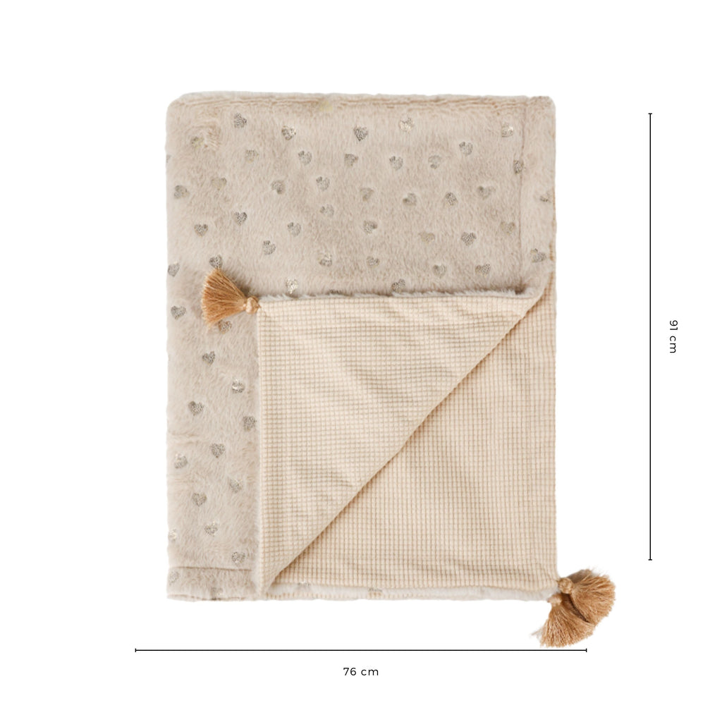 Abracadabra Reversible Beige Cloud Soft Luxe Blanket - Hearts