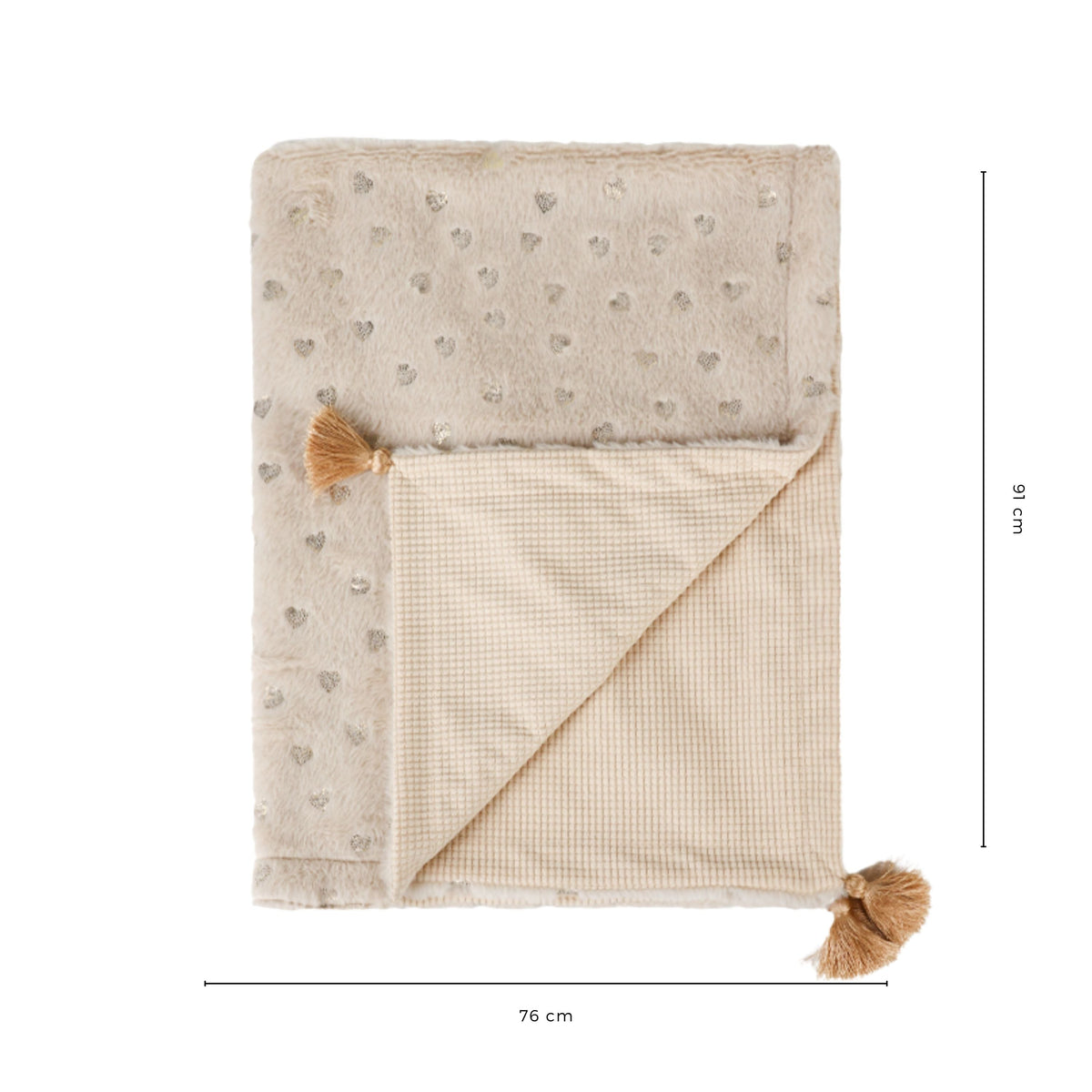 Abracadabra Reversible Beige Cloud Soft Luxe Blanket - Hearts