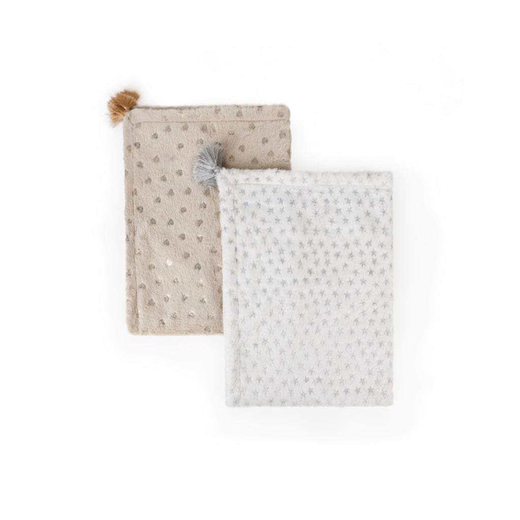 Abracadabra Reversible Beige Cloud Soft Luxe Blanket - Hearts