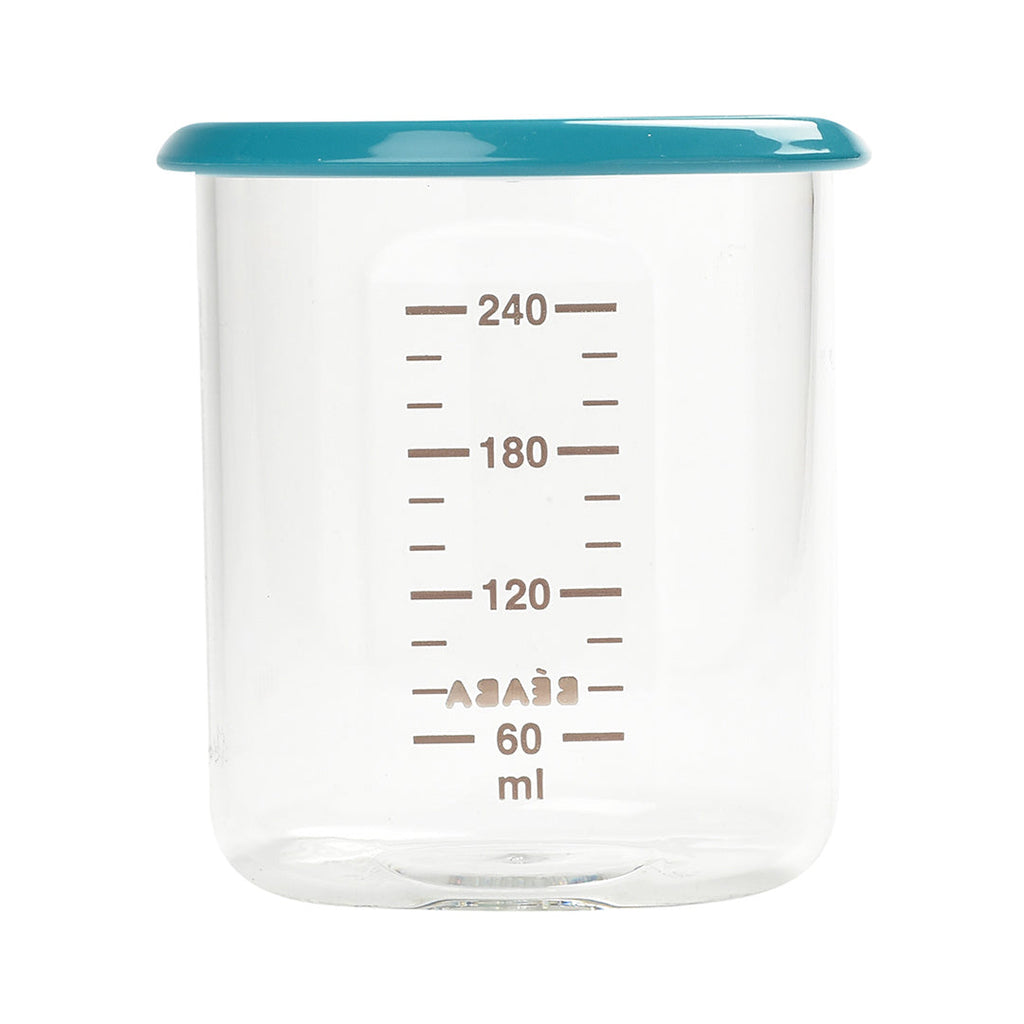 Beaba Tritan Storage Container - Ideal Airtight Container for Storing Baby and Toddler Meals with Graduation Measuring Scale, Leakproof, Wide Opening, BPA Free, 240ML