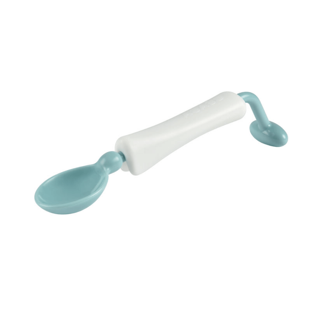 Beaba 360° Training Spoon - Short and Round Rotating Handle for Toddlers and Kids, Handle Lock, Genltle on Gums, Training Spoon, 8m+
