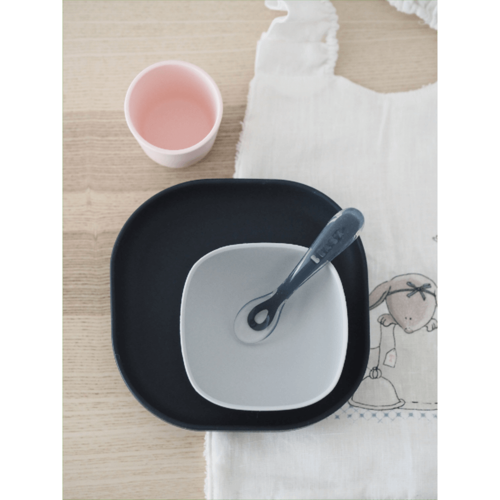 Beaba Silicone 4 Piece Baby Meal Set – Suction Plate, Suction Bowl, Anti-Slip Cup & 2nd Stage Spoon, Non-Slip, Unbreakable, Easy to Clean, BPA-Free Baby Feeding Set for Mess-Free Mealtime Essentials, 4M+