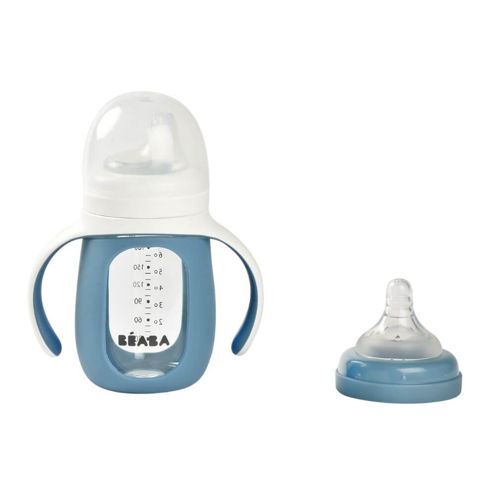Beaba 2 in 1 Glass Bottle With Sleeve - 210 ml
