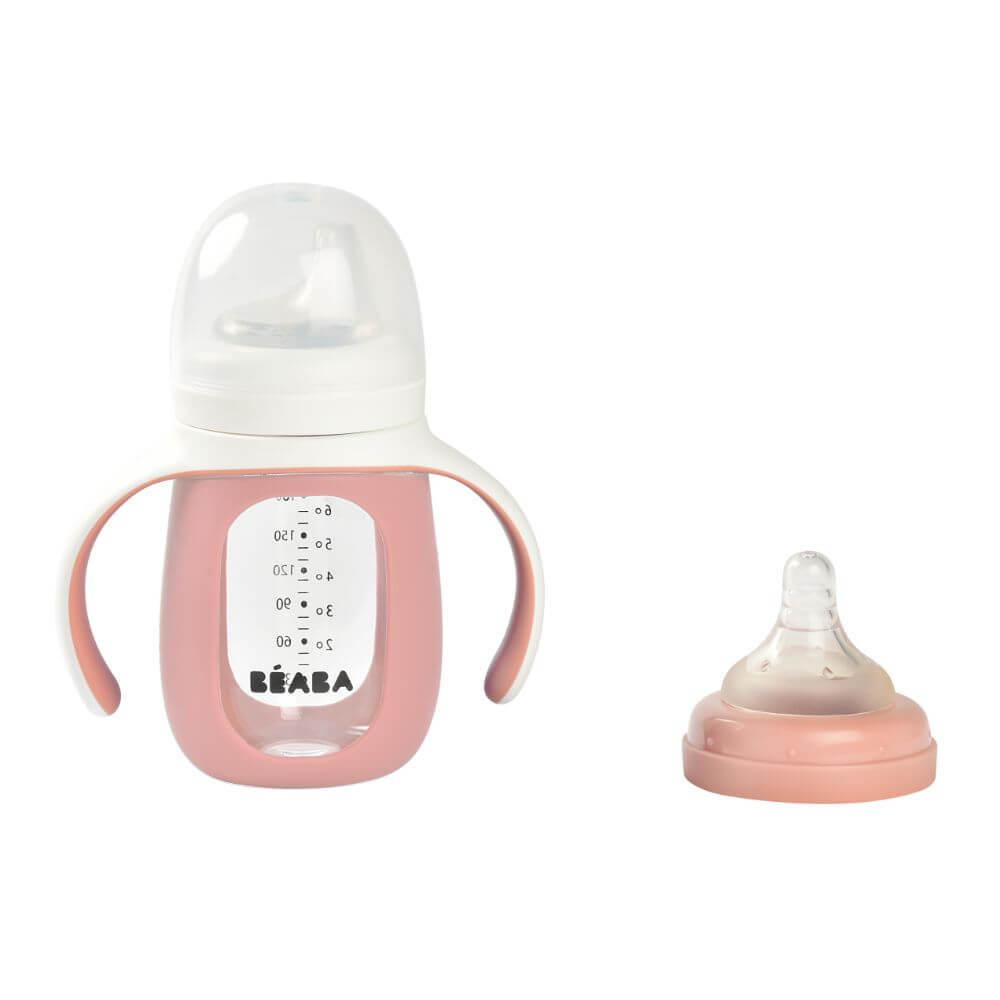 Beaba 2 in 1 Glass Bottle With Sleeve - 210 ml