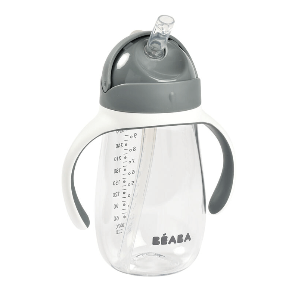 Beaba 2-in-1 Baby Sipper Water Bottle, Anti Spill Sippy Cup with Soft Silicone Straw for Toddlers, Kids, 100% Waterproof, Easy to Open, Removable Handles, Tritan and Silicone - 300 ml, 8m+