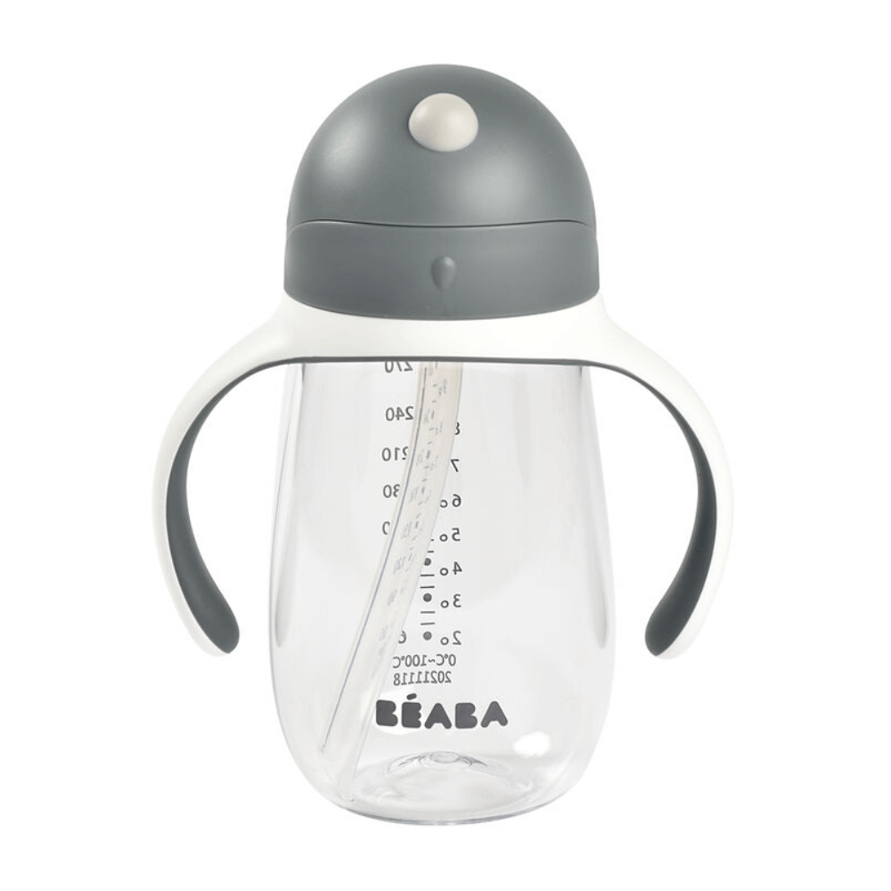 Beaba 2-in-1 Baby Sipper Water Bottle, Anti Spill Sippy Cup with Soft Silicone Straw for Toddlers, Kids, 100% Waterproof, Easy to Open, Removable Handles, Tritan and Silicone - 300 ml, 8m+