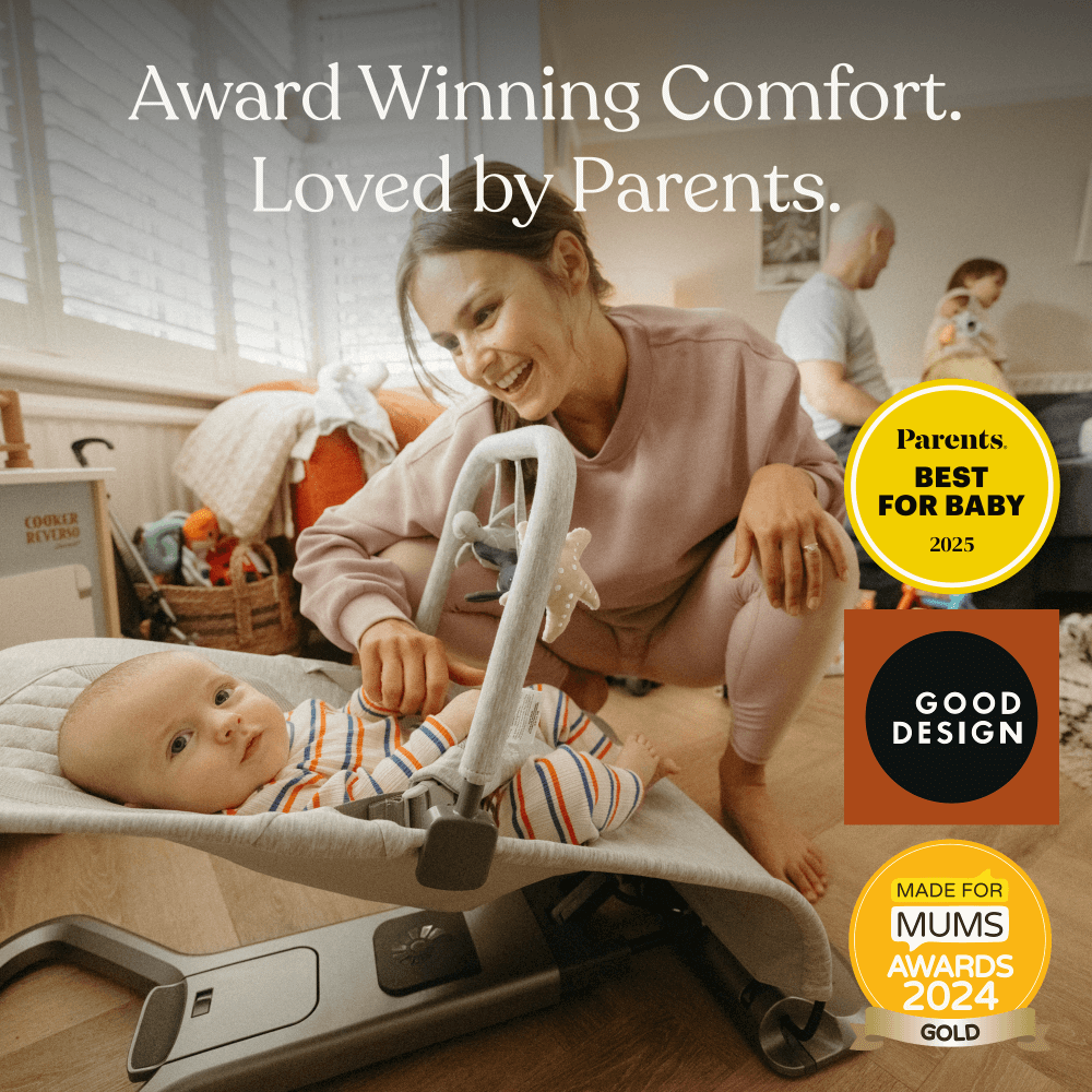 Ergobaby Evolve 3-in-1 Bouncer, Adjustable Multi-Position Baby Bouncer Seat with Newborn Insert, Head to Hip Support, Ergonomic & Lightweight Rocking Chair, Folds Flat for Easy Storage, 2-13 Kgs, Birth - 2 Years with Extra Seat Cover