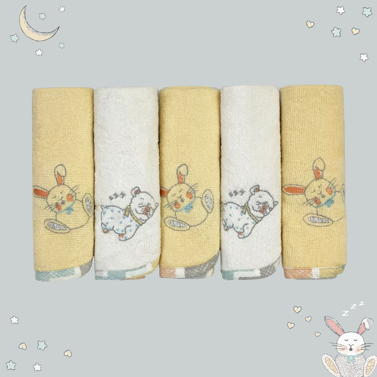 Abracadabra Face Washers (Set of 5) Sleepy Friends