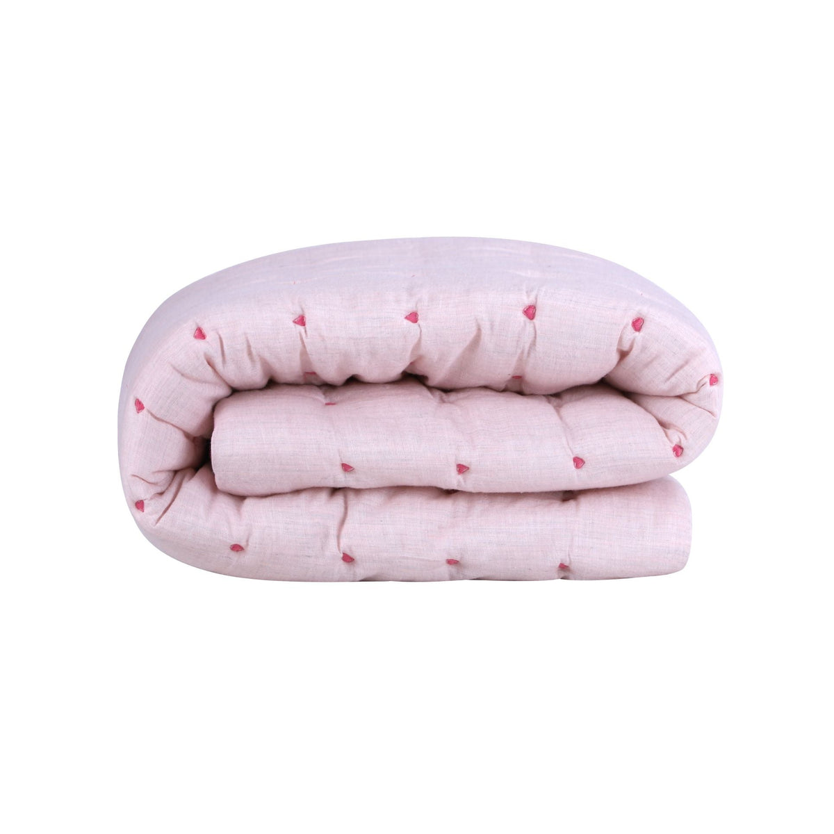 Abracadabra Melange Quilt with Heart Embriodery Pink