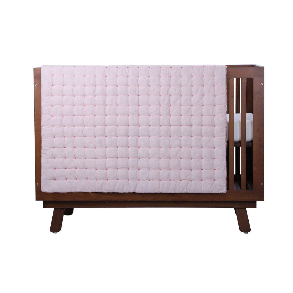 Abracadabra Melange Quilt with Heart Embriodery Pink