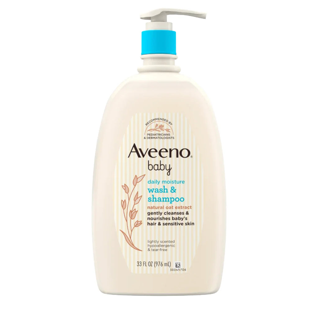 Aveeno Baby Daily Moisture Wash & Shampoo with Natural Oat Extract (976ml)