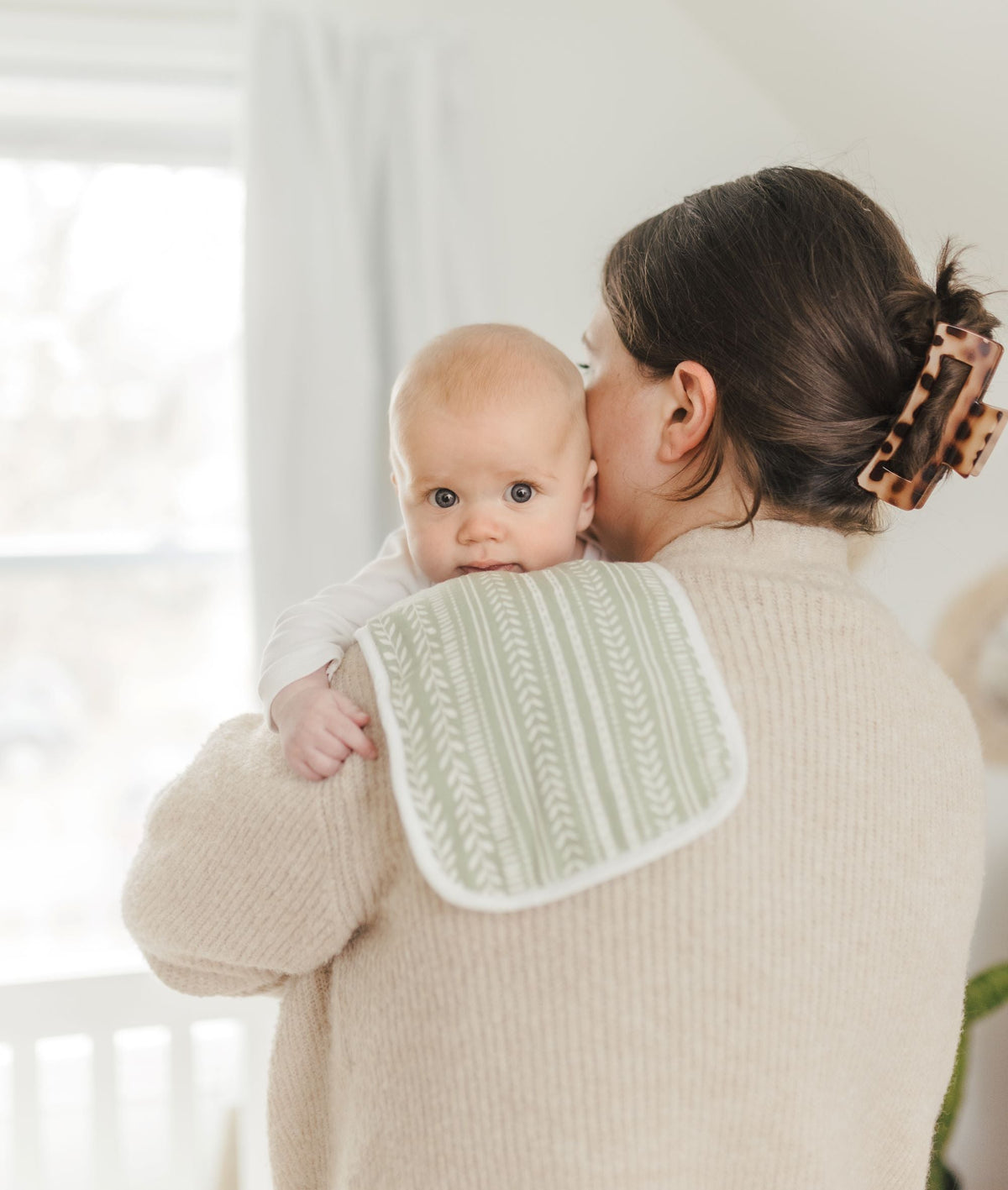 Crane Baby Burp Cloth Set - Willow Dainty Leaf