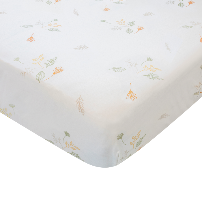 Crane Baby Crib Sheet - Willow Dainty Leaf