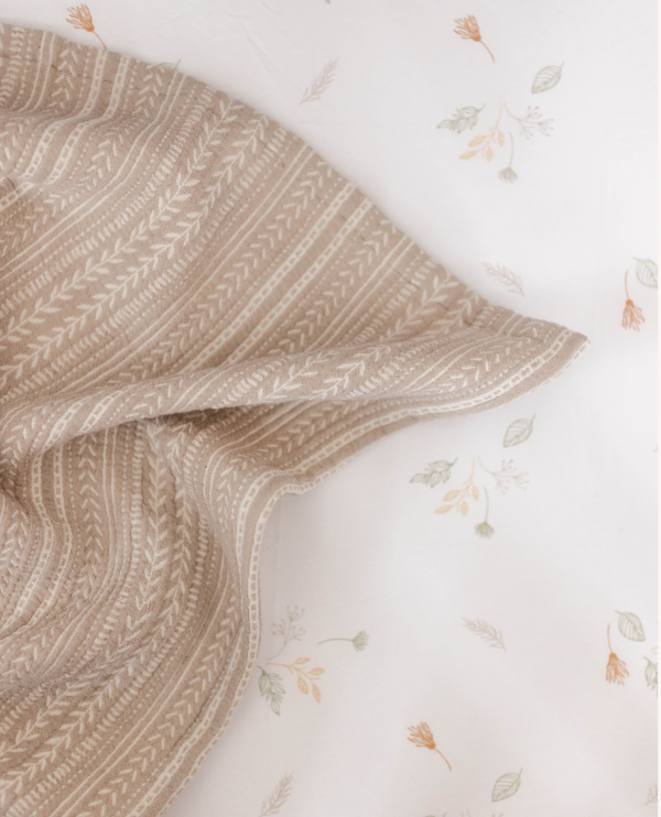 Crane Baby Crib Sheet - Willow Dainty Leaf