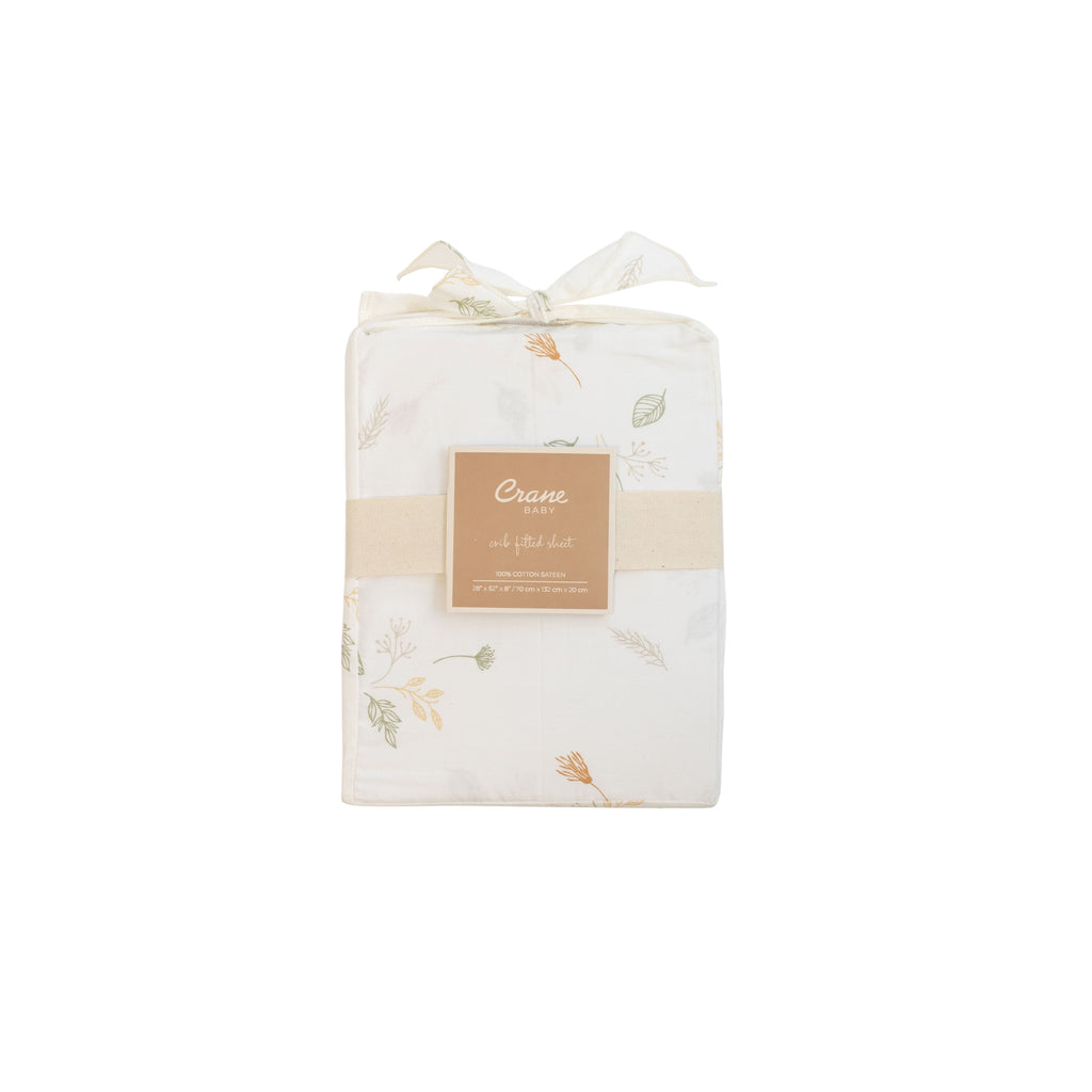 Crane Baby Crib Sheet - Willow Dainty Leaf
