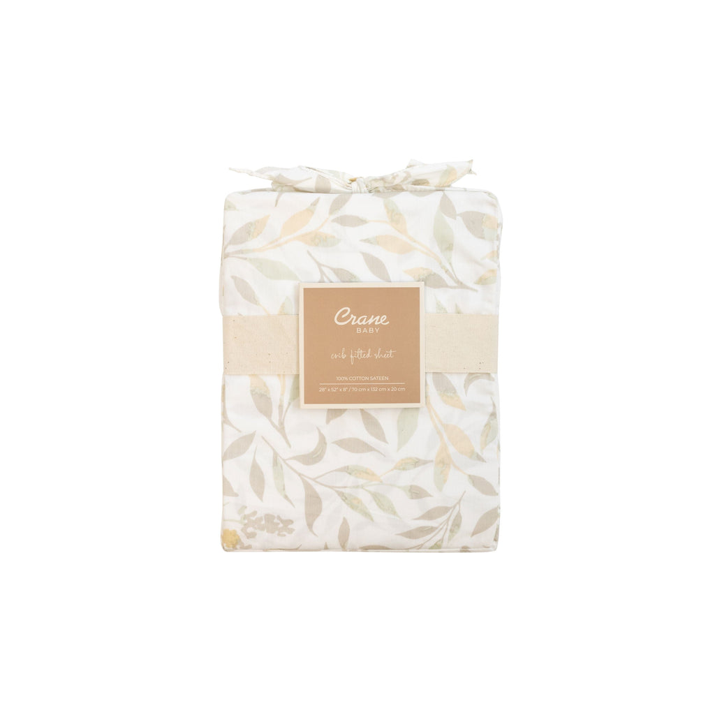 Crane Baby Crib Sheet - Willow Multicolor Leaf