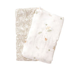 Crane Baby Muslin Swaddle Set of 2 - Willow Dainty Leaf