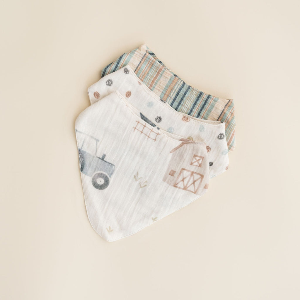 Crane Baby Bandana Bib Set - Charlie Tractor