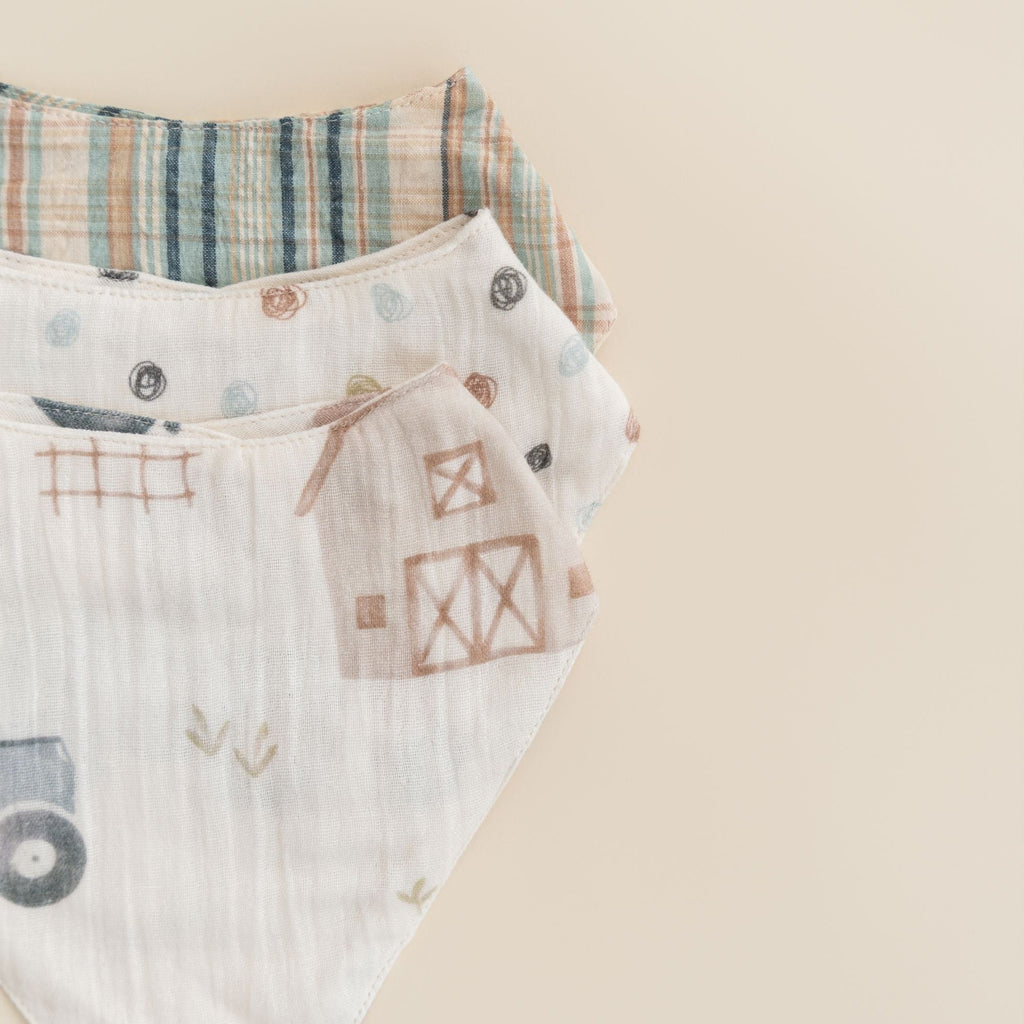 Crane Baby Bandana Bib Set - Charlie Tractor
