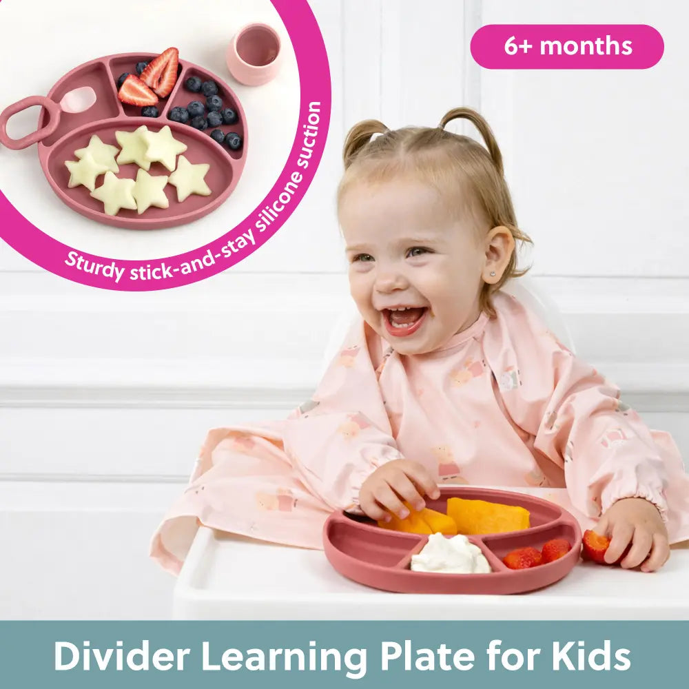 BiBaDo Silicone Suction Plate for Baby, Divider Plate for Self Baby Feeding