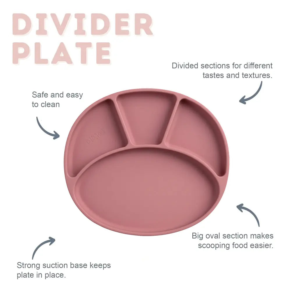 BiBaDo Silicone Suction Plate for Baby, Divider Plate for Self Baby Feeding